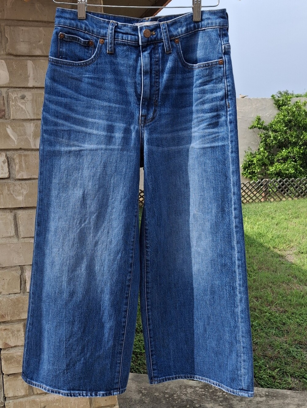 Madewell G7204 Bainbridge Wide-Leg Crop Blue Denim Jeans   Women Size 27 - Picture 4 of 16